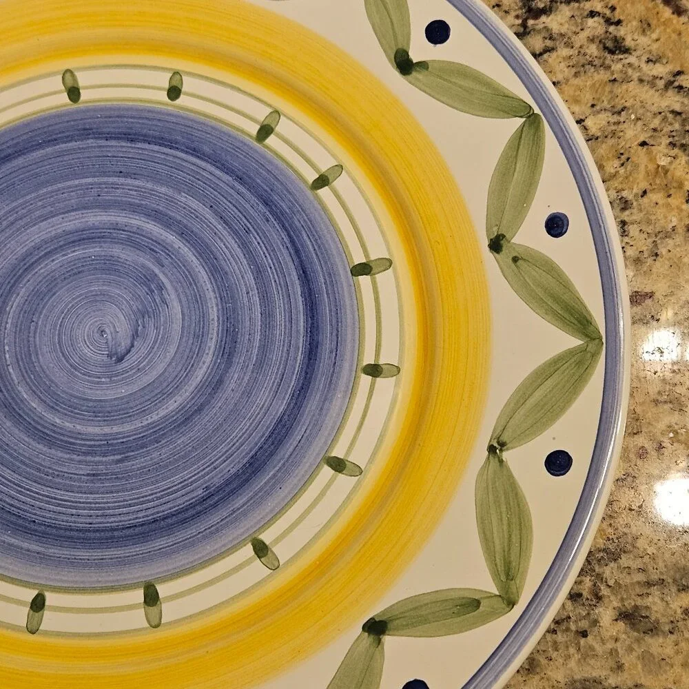 RARE WILLIAMS SONOMA ITALY MARISOL HANDPAINTED SPRING BLUE DINNER PLATE